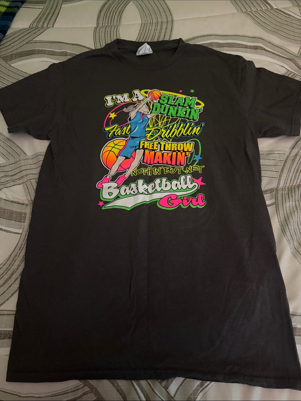 Basketball Girl Graphic Tee - Black